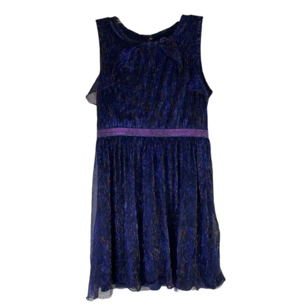 Wonder Nation Dress Girls Blue Purple Glitter Metallic Sleeveless Stretch XXL